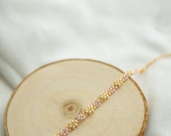 Flower bracelet white pink gold | handmade bracelet | gold bracelet | pearl bracelet with flowers | gift for her | gift for her