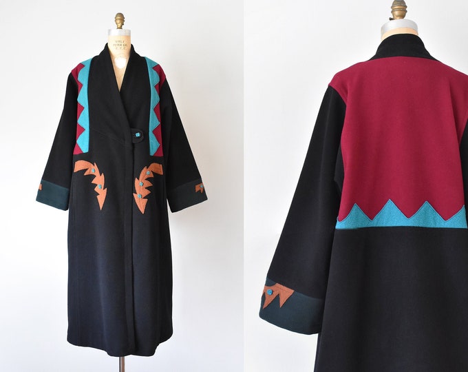 Fatima Tribal Wool Coat, 80s Long Wool Coat, Winter Coat Women Etsy
