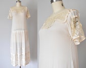 Noisette silk flapper dress, downton abbey 1920s dress