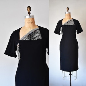 Versace silk & wool dress, couture 80s black dress, designer little black dress, vintage clothing, couture vintage dress