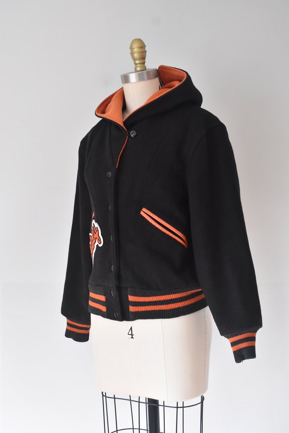 Chelcey wool varsity jacket, black bomber jacket - image 7