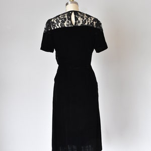 Olivia black silk velvet dress, lace 1940s dress, art deco 1930s dress image 8