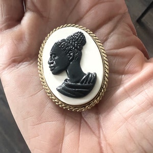 African queen cameo brooch, vintage african jewelry, lapel pin, black girl magic image 7