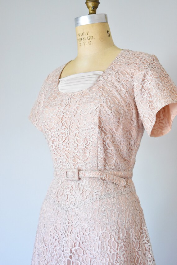Mel lace dress, blush 1950s dress, 50s dress, mid… - image 7