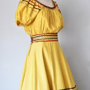 Tamarack 1940s 1950s cotton patio dress, puff sleeve southwest mexican dress, full skirt image 4