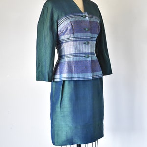 Mohan's 60s silk dress & jacket, 1960s green dress, vintage dresses, mod dress two piece set image 7