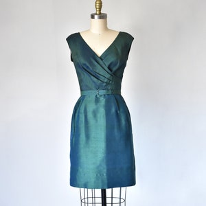Mohan's 60s silk dress & jacket, 1960s green dress, vintage dresses, mod dress two piece set image 2