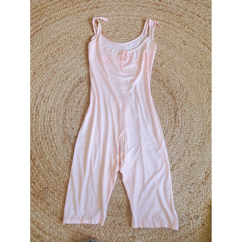 Shelby edwardian silk one piece romper, vintage lingerie, pink bloomers, step in, 1920s image 2