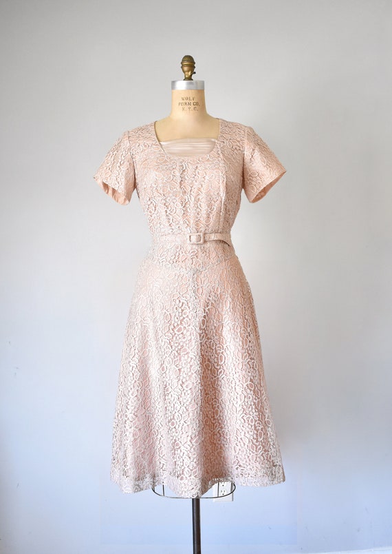 Mel lace dress, blush 1950s dress, 50s dress, mid… - image 2