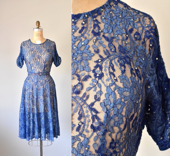 Belle lace 1940s dress, 40s lace dress, 1950s dres