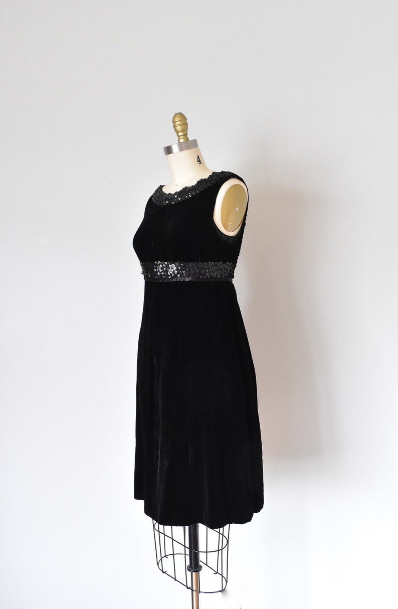 Sophie 60s silk velvet dress, 1960s dress, mod sequin mini dress image 5