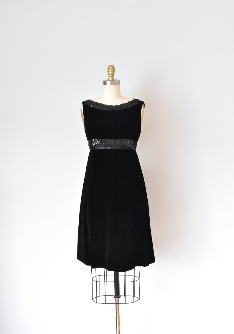 Sophie 60s silk velvet dress, 1960s dress, mod sequin mini dress image 9