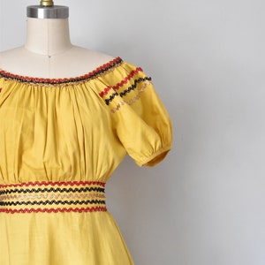 Tamarack 1940s 1950s cotton patio dress, puff sleeve southwest mexican dress, full skirt image 5