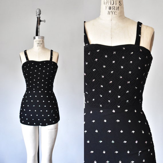 Frances Sider floral swimsuit, 1940s one piece swi