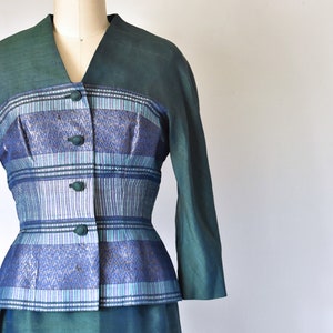 Mohan's 60s silk dress & jacket, 1960s green dress, vintage dresses, mod dress two piece set image 3