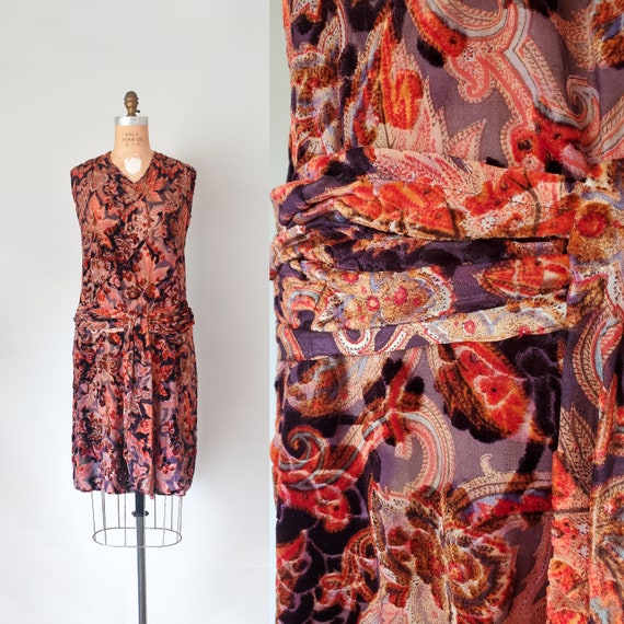 Virgina burnout velvet 1920s dress, silk velvet dr