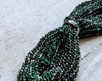 Victorian Beaded Miser’s Purse in Green & Steel-Cut Beads