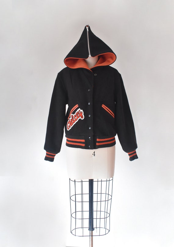 Chelcey wool varsity jacket, black bomber jacket - image 4