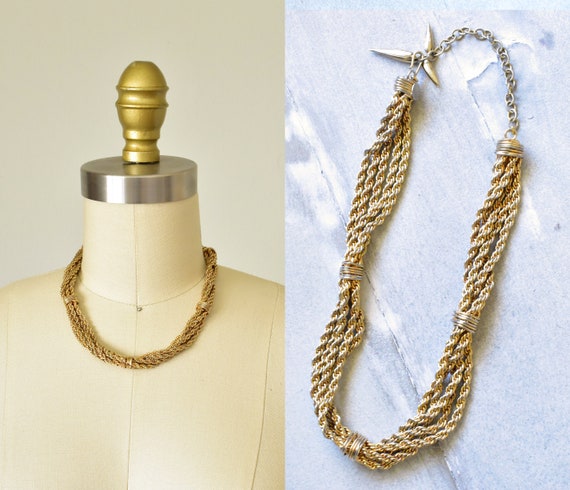 Hattie Carnegie gold chain necklace, rope chain, g