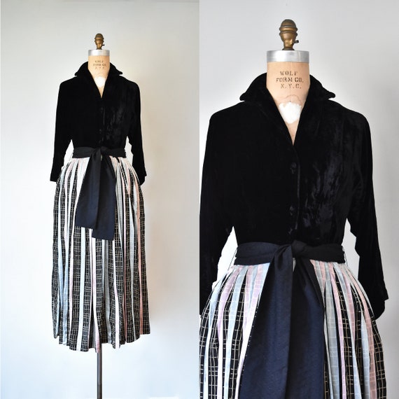 Leslie velvet 1940s dress, 1950s dress, vintage dr