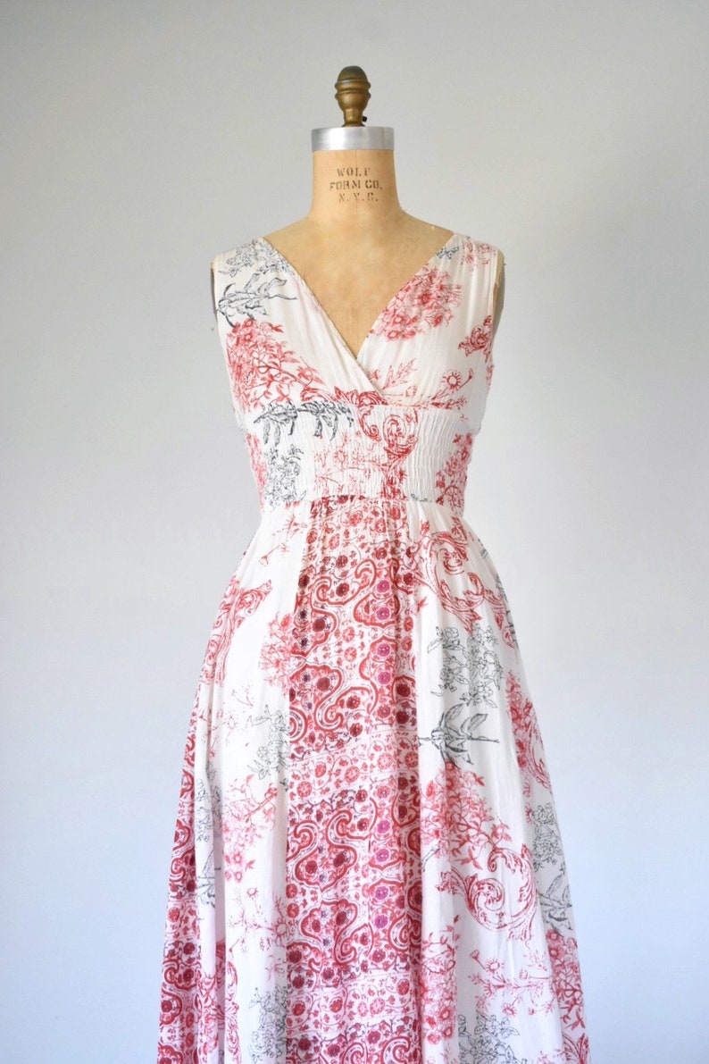 Ananda floral gauze maxi dress, sleeveless tank dress, 90s vintage wrap dress, plus size vintage, summer dress, erstwhile style image 7
