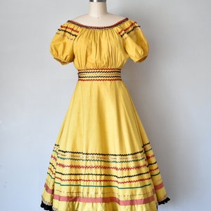 Tamarack 1940s 1950s cotton patio dress, puff sleeve southwest mexican dress, full skirt image 2