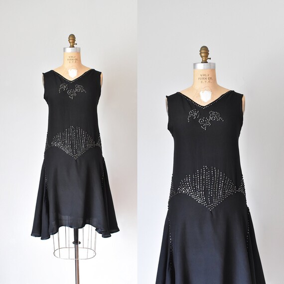 Vivien 1920s flapper dress, 20s vintage black dres
