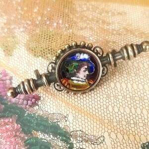 Antique limoges portrait brooch enamel pin, victorian lapel pin, victorian jewelry, hand painted limoges, edwardian vintage brooch pin