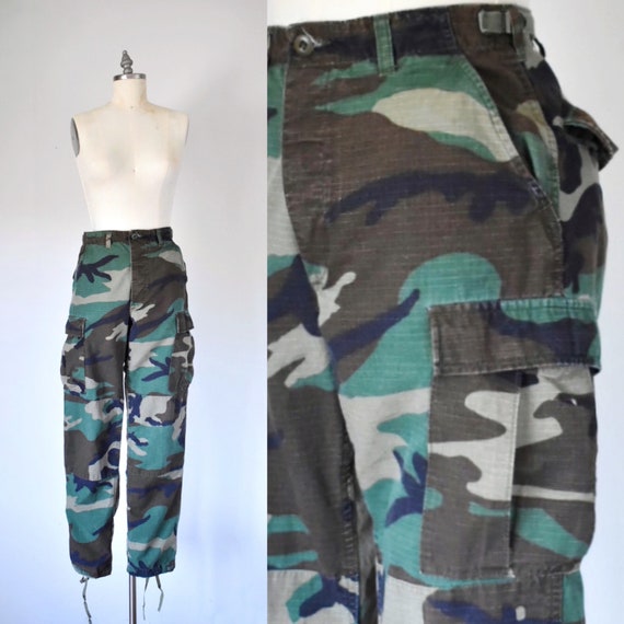 Vintage Army Green Camouflage Pants Camo Military Issue Pants Cotton Utility Pants Cargo Surplus Pants Combat Trousers Erstwhile Style Etsy