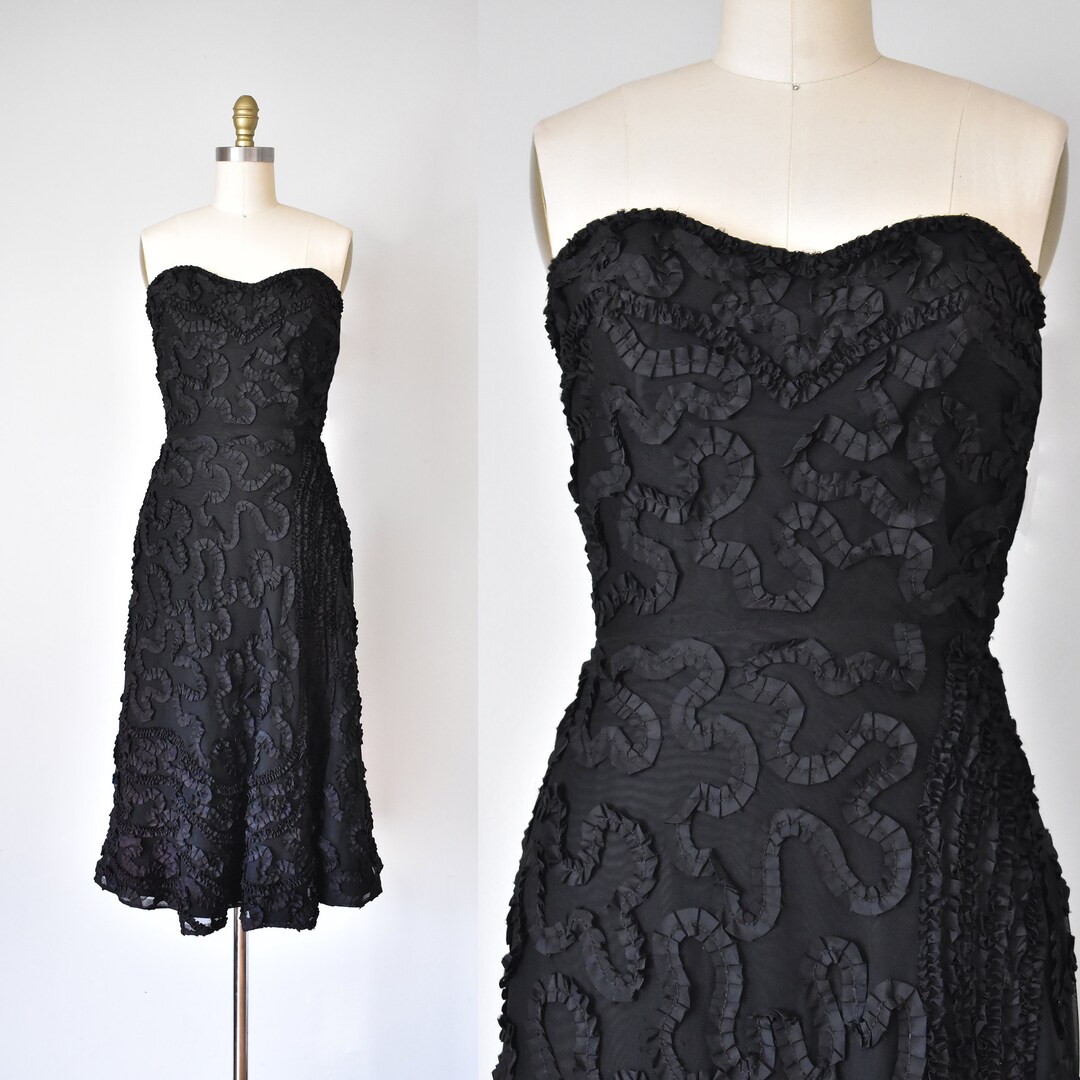 Sabrina Ribbon Ruffle 1950s Dress, Rockabilly 50s Dress, Pinup Marilyn ...
