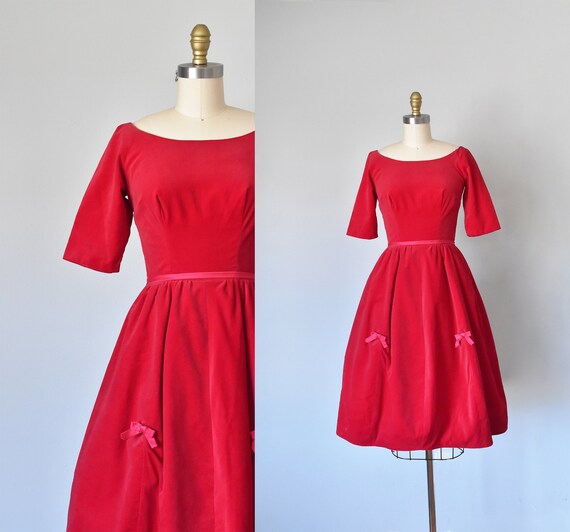 Emma velvet dress, 1950s dress, rockabilly dress,