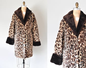 Marilyn 1950s leopard print shearling coat, rockabilly sheepskin coat, real fur coat, animal print clothing, fur coats women