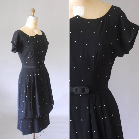 Julia rhinestones 1950s dress, pinup rockabilly d… - image 1