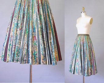 Saguaro painted mexican circle skirt | 1950s mexican skirt | vintage 50s circle skirt