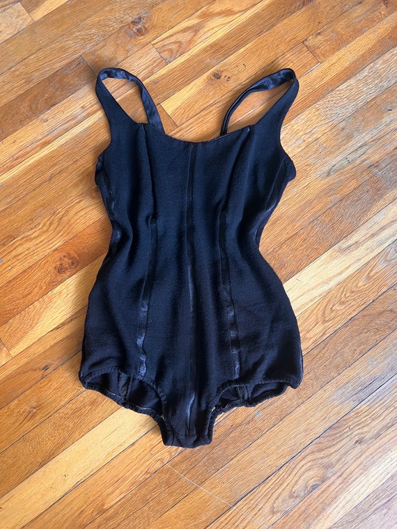 Gantner black wool and silk swimsuit, 1950s one p… - image 1