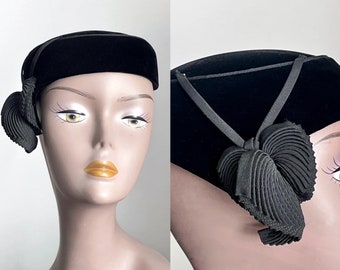 Rita 50s velvet hat, vintage womens hats, 1950s pillbox hat, 1960s midcentury millinery burlesque, erstwhile style, 60s hat, vintage fashion