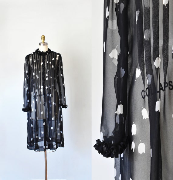 Angelica sheer chiffon dress, 70s shirt dress, pol