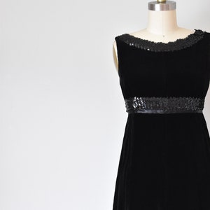 Sophie 60s silk velvet dress, 1960s dress, mod sequin mini dress image 3