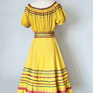 Tamarack 1940s 1950s cotton patio dress, puff sleeve southwest mexican dress, full skirt image 8