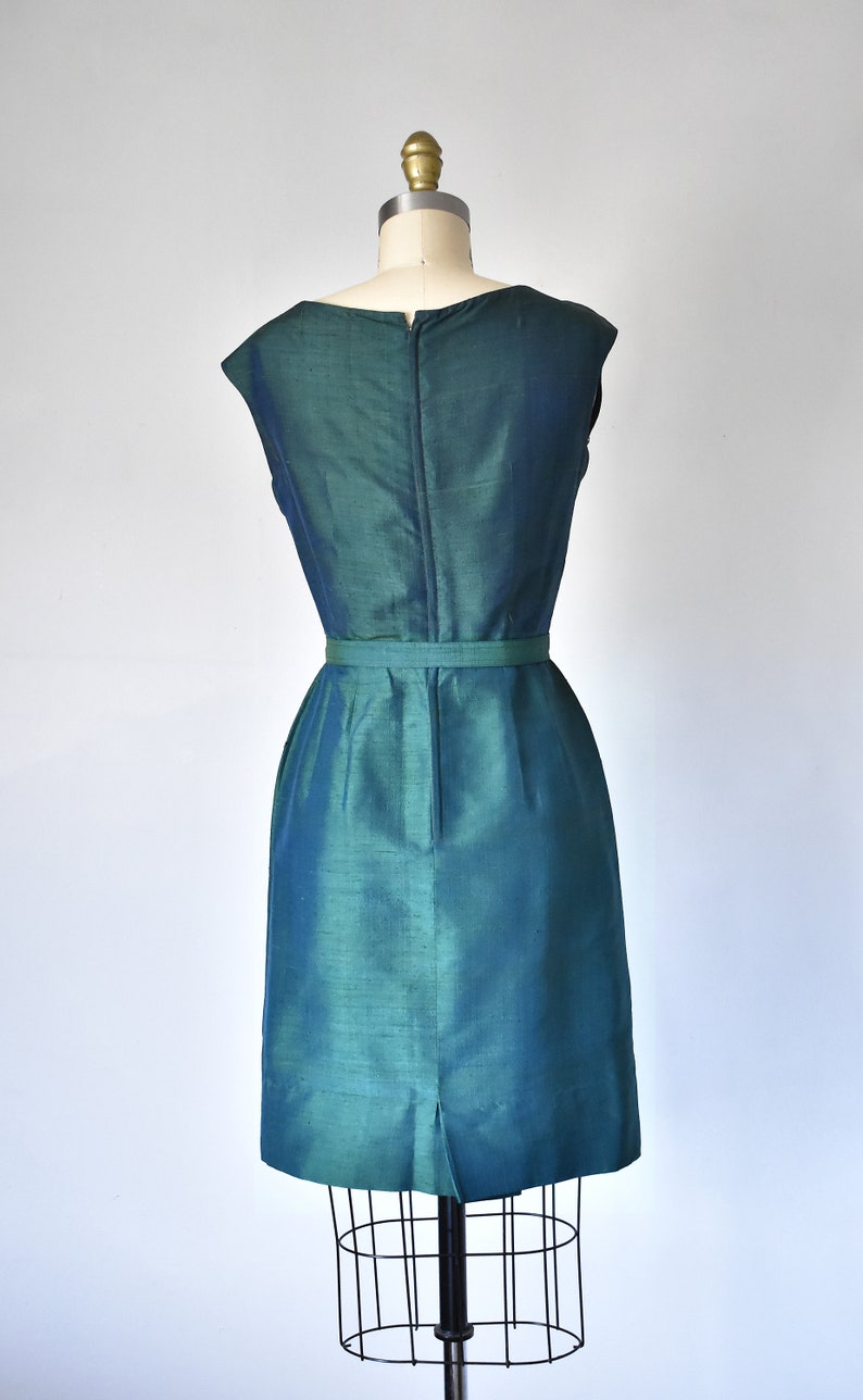 Mohan's 60s silk dress & jacket, 1960s green dress, vintage dresses, mod dress two piece set image 8