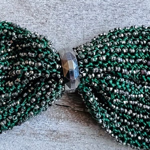 Victorian crochet steel mini miser purse, 1920s coin purse, change purse, beaded purse, green reticule image 5