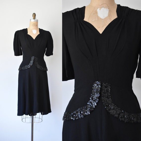 Rose Lounge 1940s dress, 40s sequin dress, rockabi