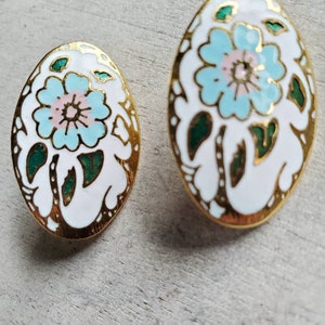 Myrna cloisonne vintage earrings, floral post earrings image 5
