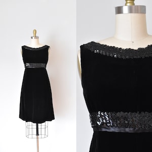 Sophie 60s silk velvet dress, 1960s dress, mod sequin mini dress image 1