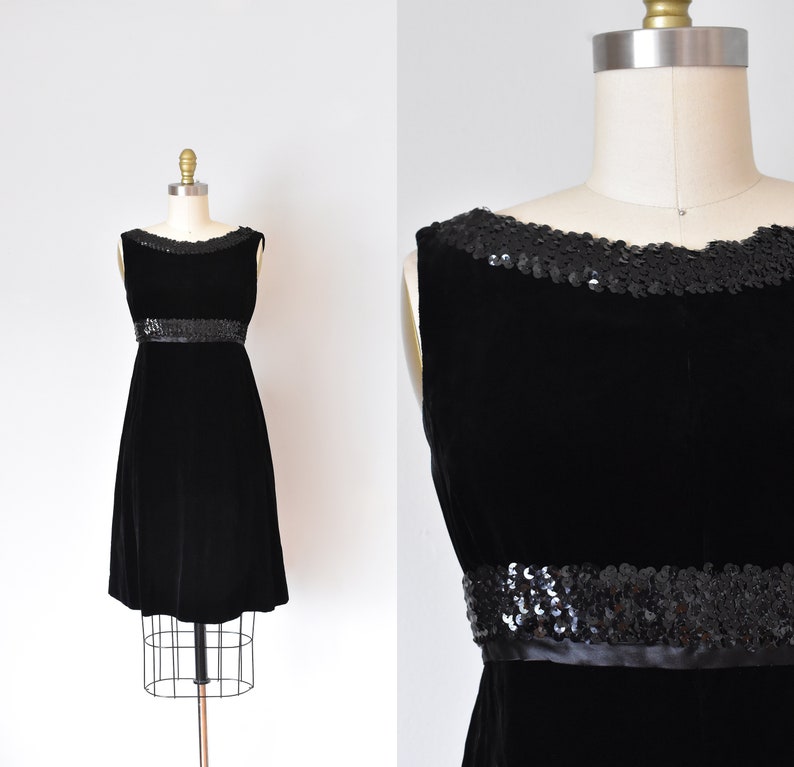 Sophie 60s silk velvet dress, 1960s dress, mod sequin mini dress image 1