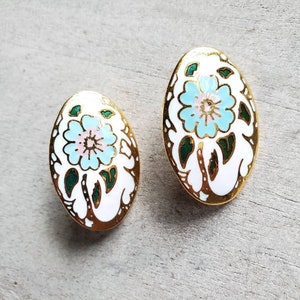 Myrna cloisonne vintage earrings, floral post earrings image 4