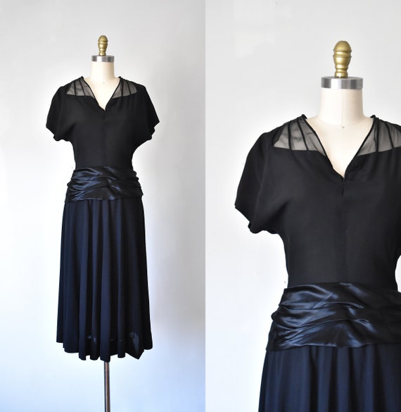 Camille rayon 1950s dress, rockabilly little black
