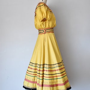 Tamarack 1940s 1950s cotton patio dress, puff sleeve southwest mexican dress, full skirt image 7