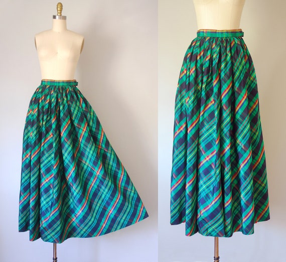 Alice plaid maxi skirt, tartan plaid skirt, 80s cl