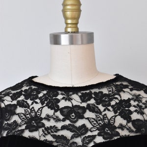 Olivia black silk velvet dress, lace 1940s dress, art deco 1930s dress image 6